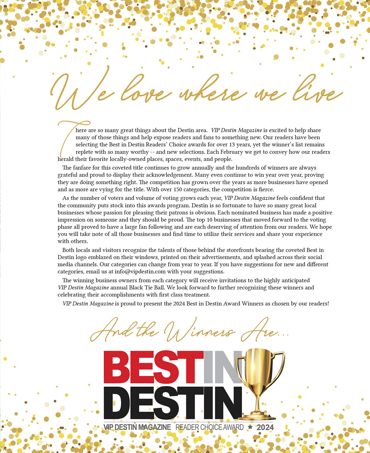 Best in Destin Winners 2024 VIP Destin Magazine